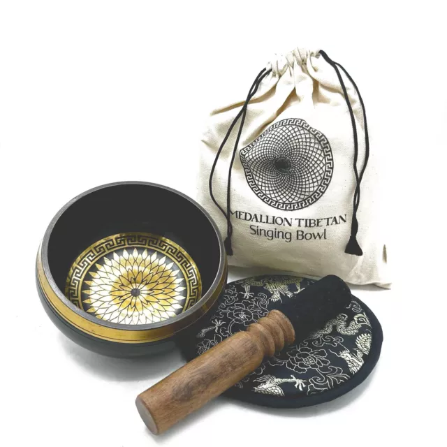 Tibetan Sing Bowls Sets Hand Beaten & Engraved Singing Bowl Gift Set 14cm Round