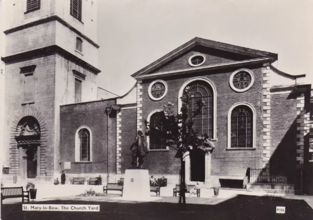 St Mary le Bow Churchyard London Real Photo Postcard unused corner crease