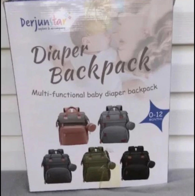 Baby Diaper Bag Backpack Changing Station Portable Crib -- Black-- Derjunstar