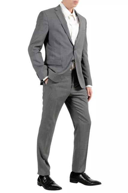 Hugo Boss "Reyno4/Wave2" Men's 100% Wool Extra Slim Gray Two Button Suit 2