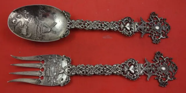 Dutch Sterling Silver Said Serving Set by Ollanu .800 silver c.1920 10 1/2"