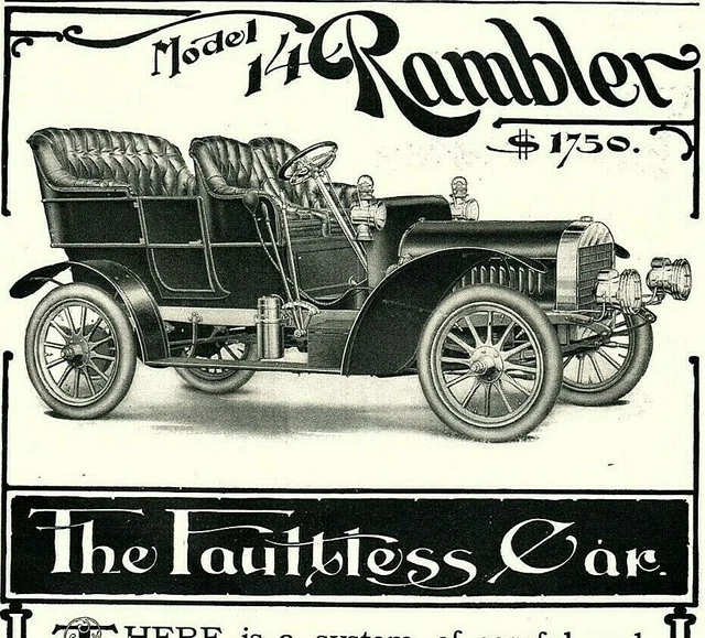 1906 RAMBLER $1750 Model 14 Thomas Jeffery Co Kenosha WI Transportation Ad 2241