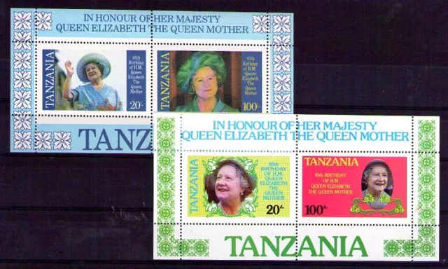 Tanzania Monarquía 85 Aniversario Reina Madre Hojitas del año 1980 (X-116)