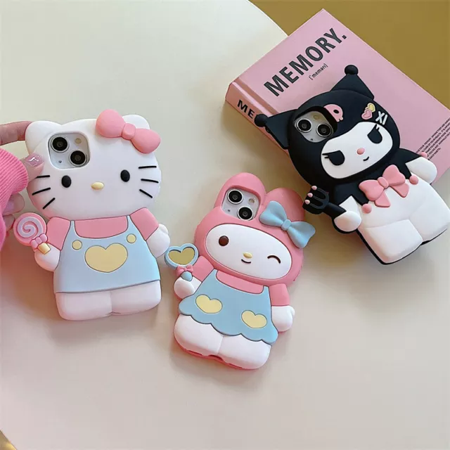 For iPhone 15 Pro Max 14 13 12 11 XR 3D Cute Hello Kitty Kuromi Shockproof Case