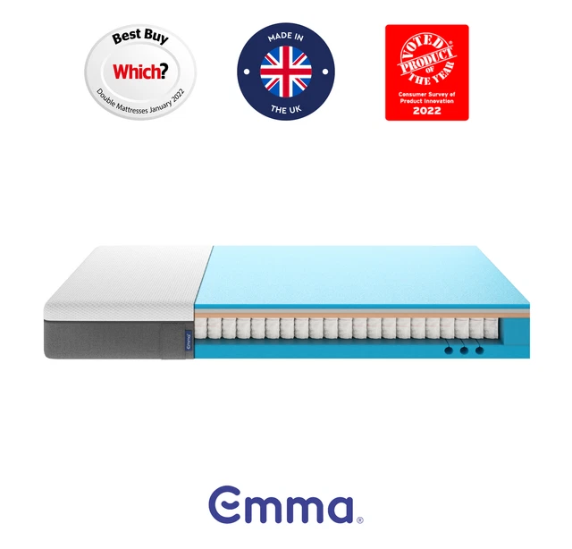 EMMA CERTIFIED PREMIUM Refurbished Mattress, Spring & Memory Foam, 25cm