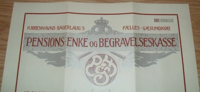 seltener alter MEISTERBRIEF BÄCKER 1941 Kopenhagen DÄNEMARK antik 2