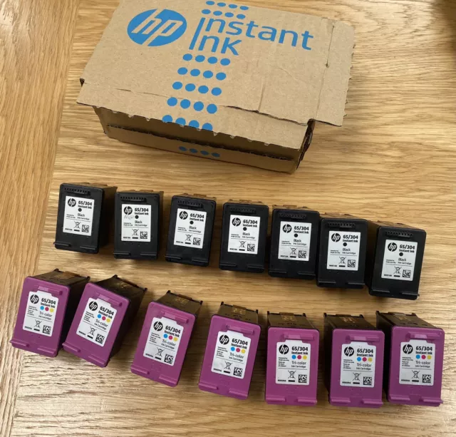 14 Empty Genuine HP 304 ink cartridges , 7 X Tri-Colour, 7 x Black