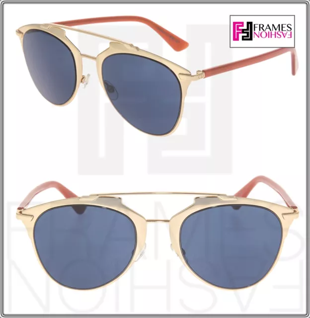 CHRISTIAN DIOR REFLECTED Gold Brick Blue Metal Aviator Sunglasses DIORREFLECTED