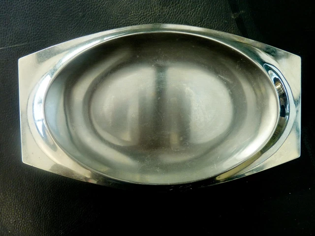 Vintage 1970's Letang Remy modèle Océane plateau de service en acier inoxydable vintage - Canada