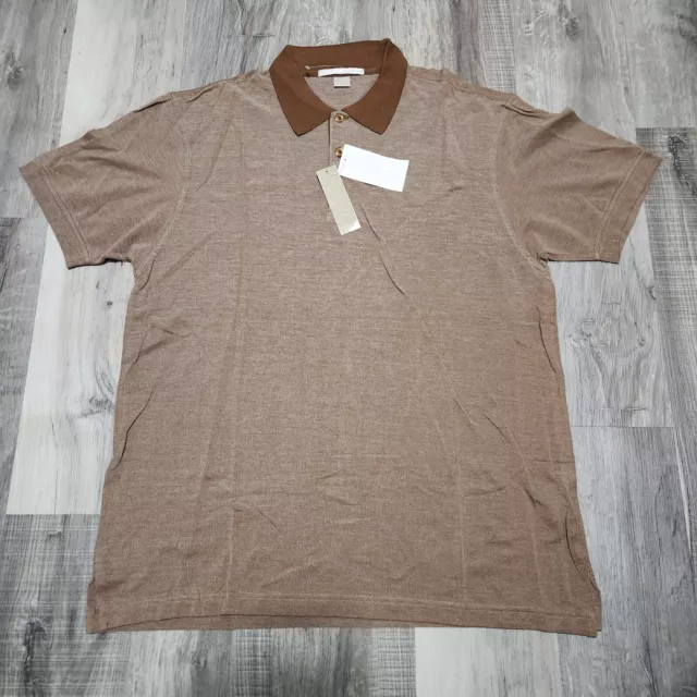 PERRY ELLIS MENS Shirt Polo Short-Sleeve Brown Cotton NWT Vintage NOS ...