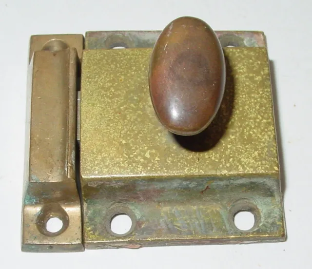 Vintage Cabinet Cupboard Turn Latch Smooth Solid Cast Brass Rustic Salvage USA