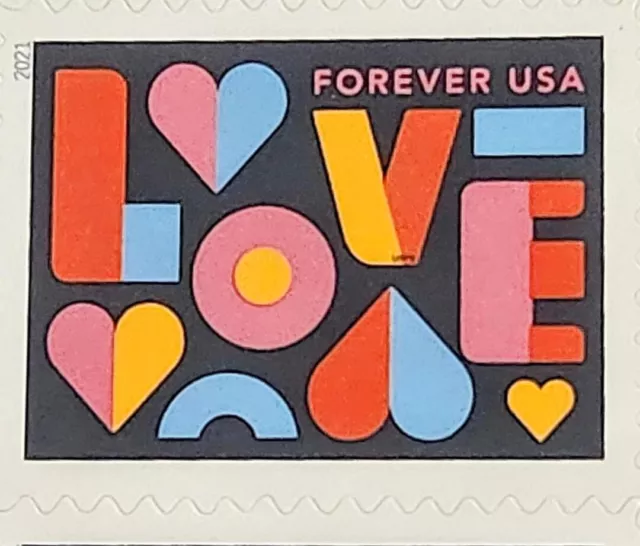 One Sheet of 20 "Love"  First Class Postage Stamps, Face Value $13.60