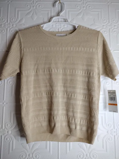 alfred dunner Tan Knit Sweater Short Sleeve Top Women's Size Small NWT