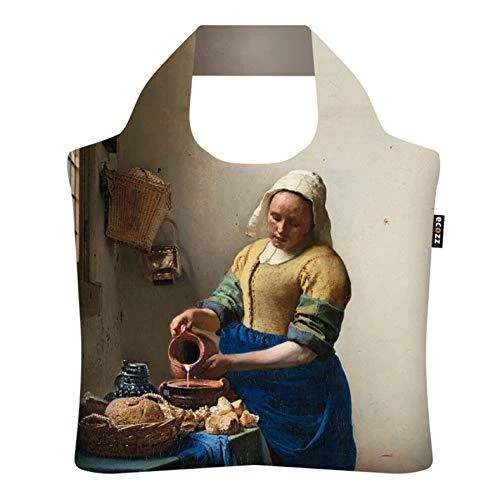 ecozz The Milkmaid Johannes Vermeer rPET Oeko-TEX pliable sac de courses avec fe