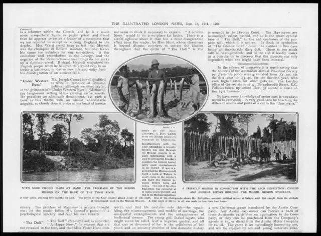 1911 Antique Print - INDIA Abor Expedition Coolies Gurkha Sepoys Fishing  (147)
