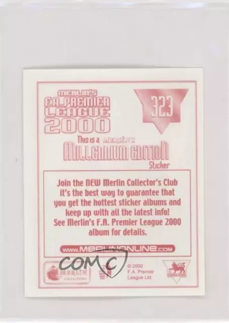 2000 MERLIN'S FA Premier League Stickers Paul Gascoigne #323 $6.00 ...