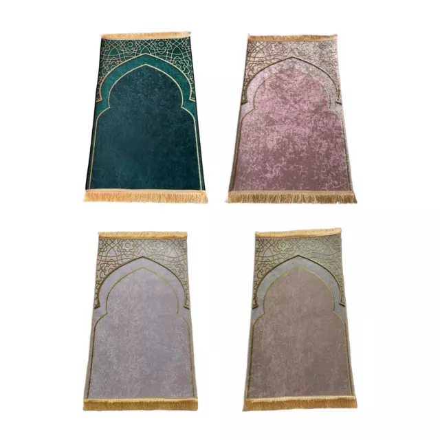 Tapis de Prière Islamique Musulman Polyester 65Cmx110cm pour Eid Femmes Hommes