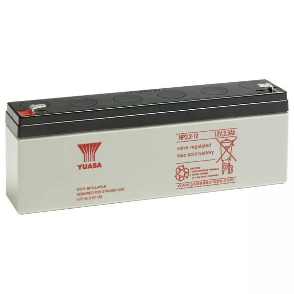 Batterie alarme incendie plomb étanche YUASA NP2.3-12 12v 2.3ah 178x34x64mm