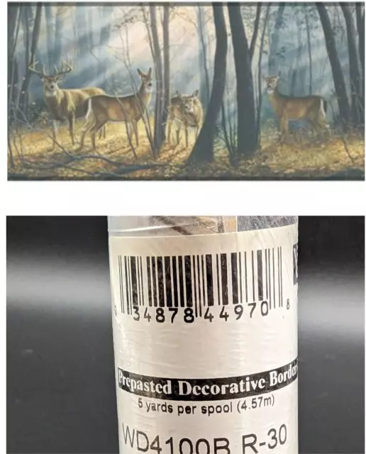York Deer WD4100B Woodland Splendor 5 yardas 10" pared borde manada de ciervos prepegada