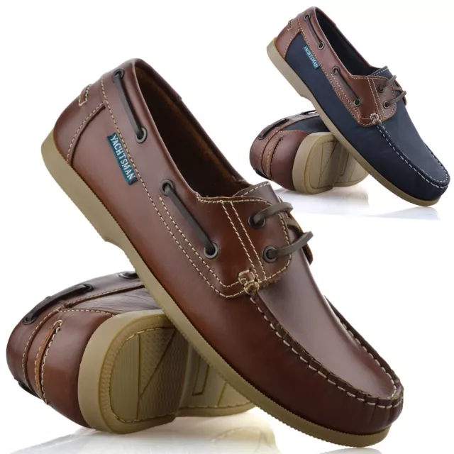 Mens Boat Deck Leather Lace Up Walking Casual Driving Moccasin Loafer Shoes Size