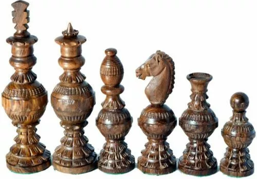 Chess Set Hand carved King 5" 32 Wooden Weighted Handmade Chess Pieces