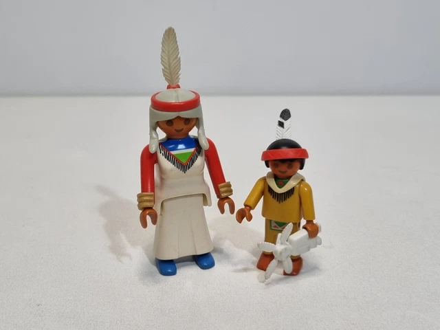PLAYMOBIL 3870 FAMILIA India Mujer Niño Poblado Indio Campamento