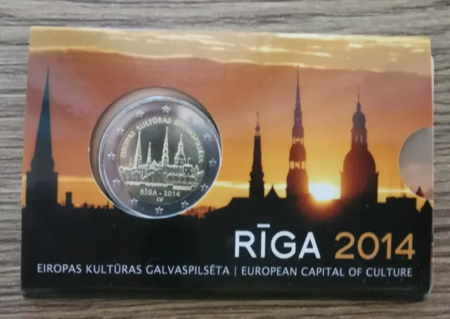 LATVIA coincard 2 euro 2014 Riga. Rare.