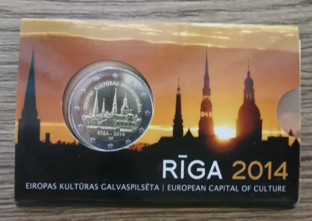 LATVIA coincard 2 euro 2014 Riga. Rare.