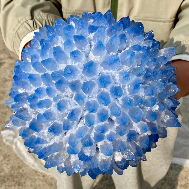 11.9LB New Find BLUE Phantom Quartz Crystal Cluster Mineral Specimen Healing