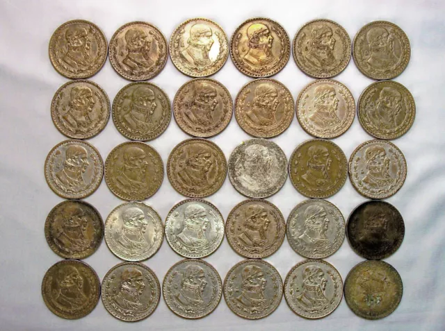 Lot of 30 - Mexican Un Peso - Estados Unidos Mexicanos - .100 Silver Coins