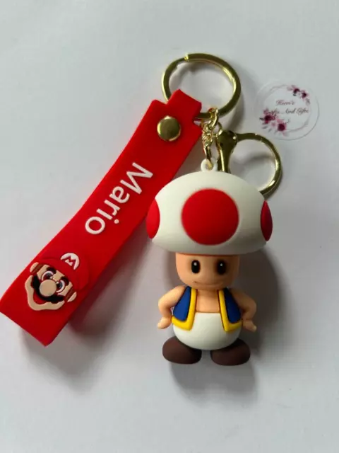 Super Mario Themed Toad (Red & Blue) Keyring Keychain More Characters Listed