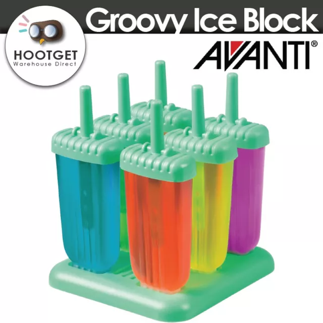 AVANTI Frozen Groovy Ice Block Moulds 6 Piece Set Iceblock Pop Pole Maker