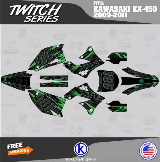 Graphics Kit for KAWASAKI KX450F (2009-2011) KX 450F Twitch-Green