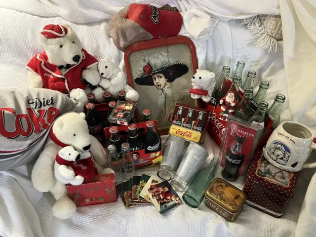 Coca Cola Christmas Vintage Collection Bottles Giant Lot