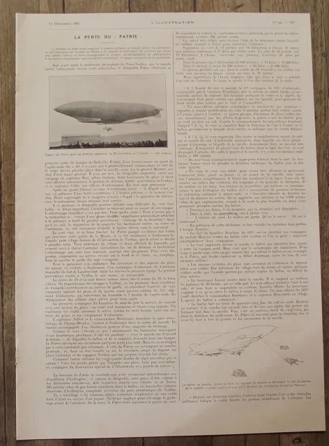 Article The loss of the airship Homeland, engraving, photos 1907, clipping