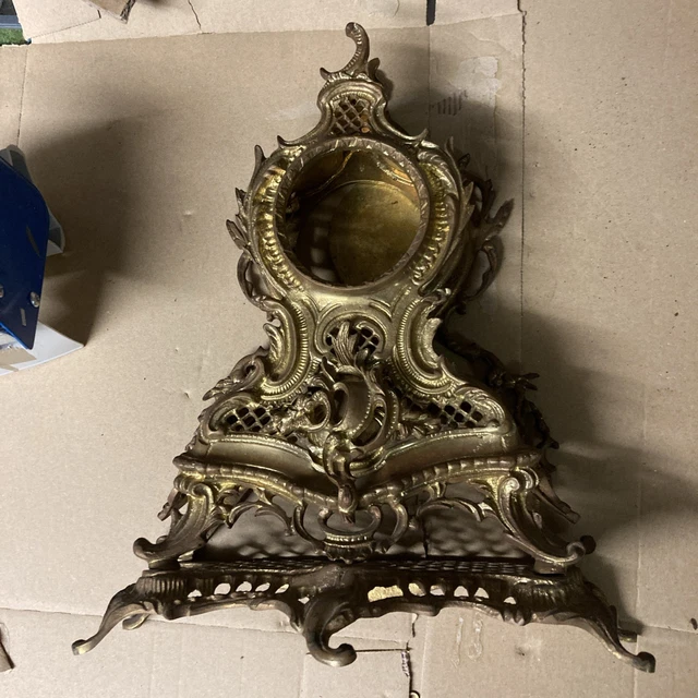 Pendule Cartel Ancien Style Louis XV - Bronze Et Marqueterie - Décor Boule