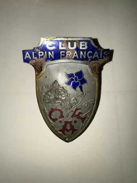 Ancien Insigne Club Alpin Français CAF Plaque Emaillé Ecusson Edelweiss Augis