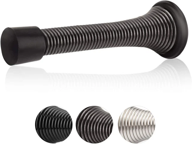 12 Pack Spring Door Stopper with Rubber Bumper Satin Nickel 3-1/8" Flexible Spri