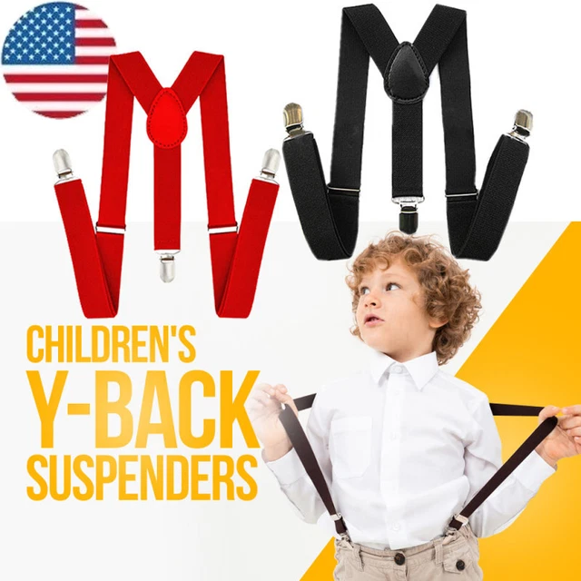 Suspenders for Toddler Boys & Girls Metal Clip Braces Adjustable Elastic Y Back