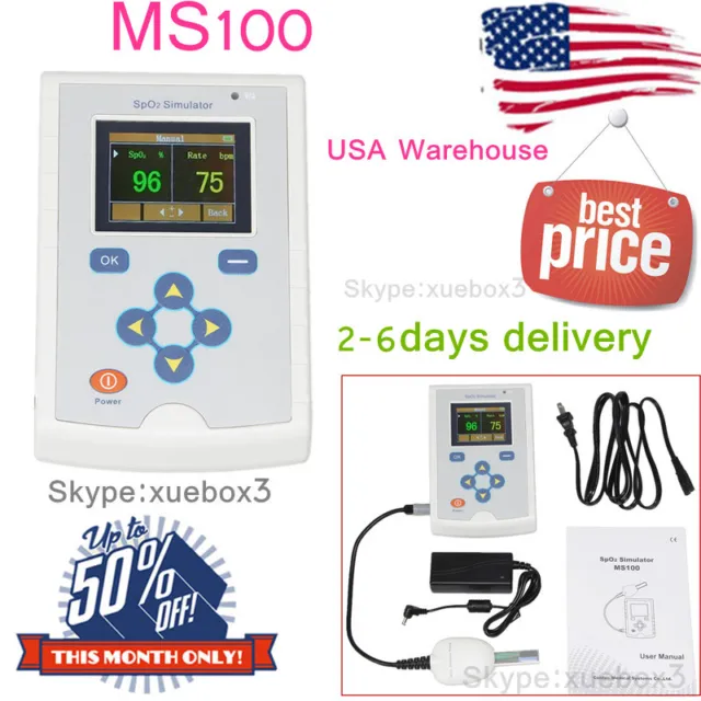 US Seller,SPO2 Simulator Pulse rate Patient, Oxygen saturation Simulator MS100