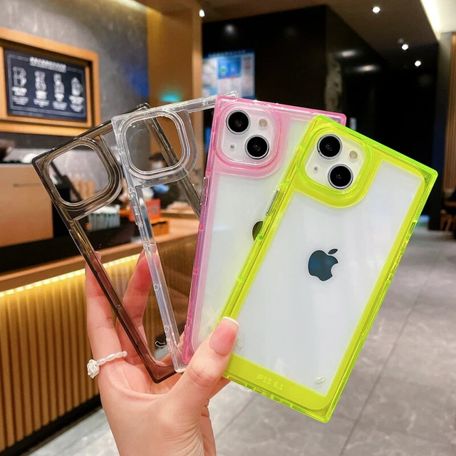Square Shockproof Clear Acrylic Case For iPhone 14 13 Pro Max 12 11 XS XR Cover