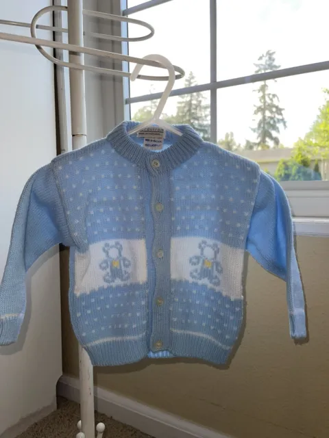 Baby Boy Blue Knit Sweater Nordstrom Bear 6 Months Infant Reborn Baby