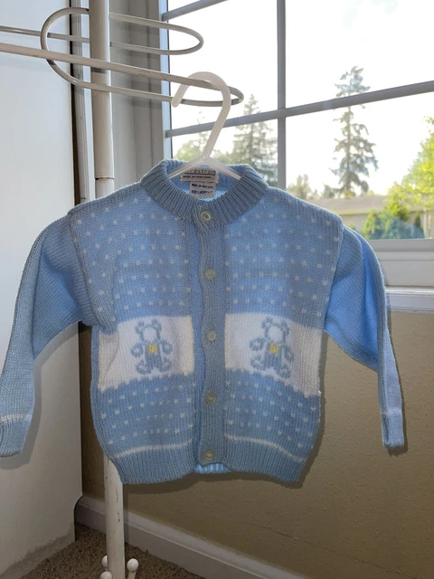 Baby Boy Blue Knit Sweater Nordstrom Bear 6 Months Infant Reborn Baby