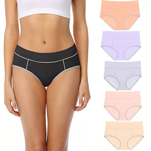 Women's Cotton Stretch Panties Comfy High Waist Briefs Lady Breathable Underwear