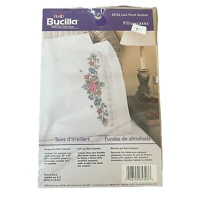Estuches de almohada Bucilla edición especial bordados estampados guirnalda floral