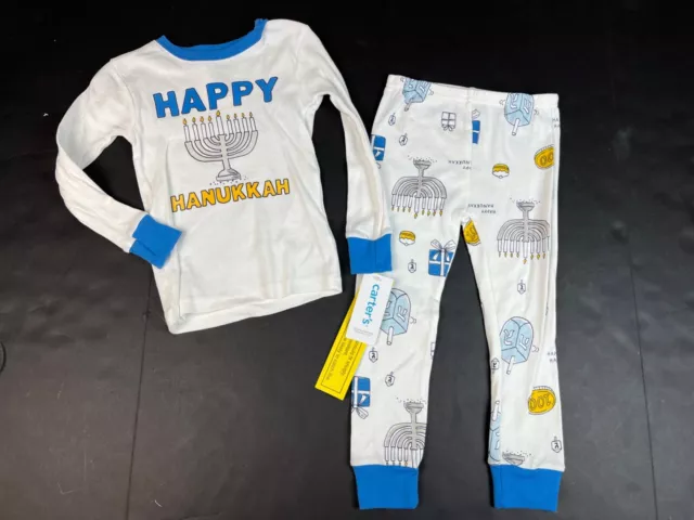 Carters Toddler Happy Hanukkah 2 Pc Pajama Set Menorah Dreidel NWT Boys Girls