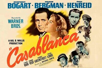 Poster Manifesto Locandina Cinema Pubblicitaria Stampa Vintage Film Casablanca