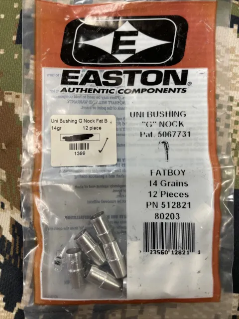 Easton Authentic Components Uni Bushing G Nock Fatboy 14 Grains 12 Pieces