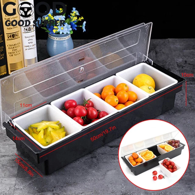 3/4/5-Compartment Condiment Dispenser Chilled Server Canddy Food Tray Salad Bar
