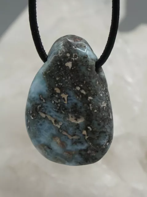 Anhänger LARIMAR Atlantisstein Edelstein-Anhänger Trommelstein gebohrt b1